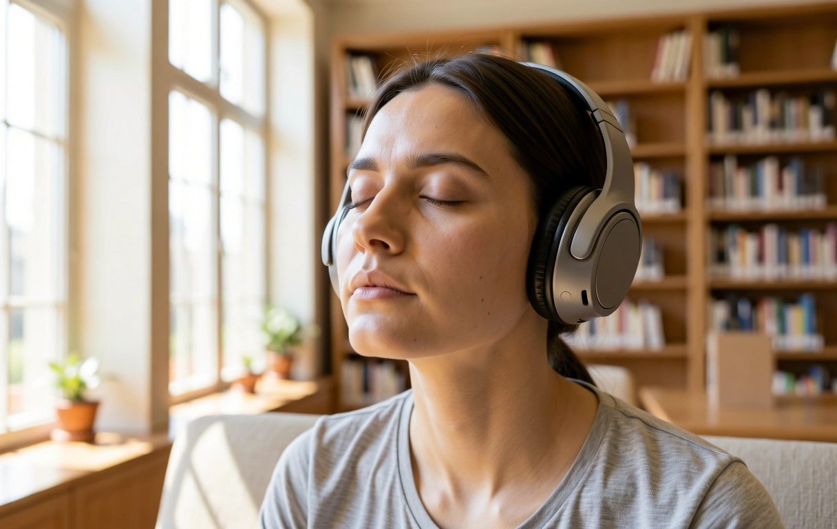 Persona in un ambiente acusticamente confortevole